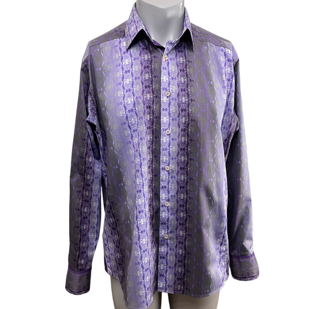 7 Downie St. London Couture men’s long sleeve button up shirt purple size 5(Lg.)